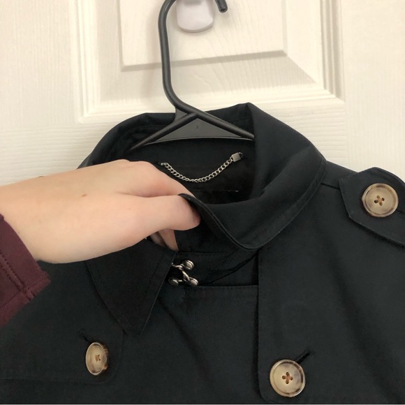 Talbots Petite Women's Double Breasted Belted Long Trench Coat in Black 2P - Picture 11 of 16